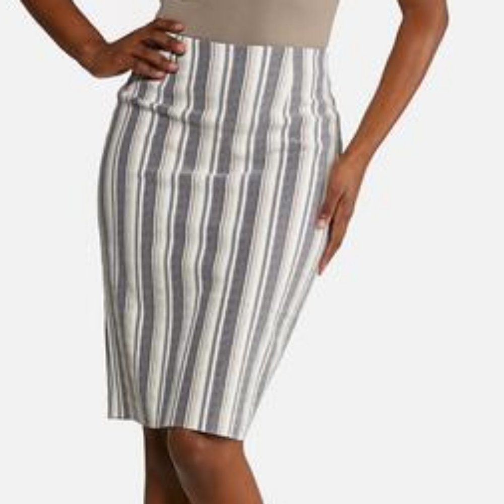 Plus Size Striped Pencil Skirt
